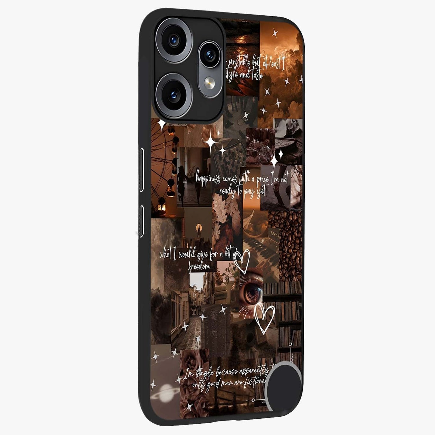 Bittersweet Aesthetic Chaos Glass Case upright view showcasing bold artistic chaos design with modern aesthetic style.