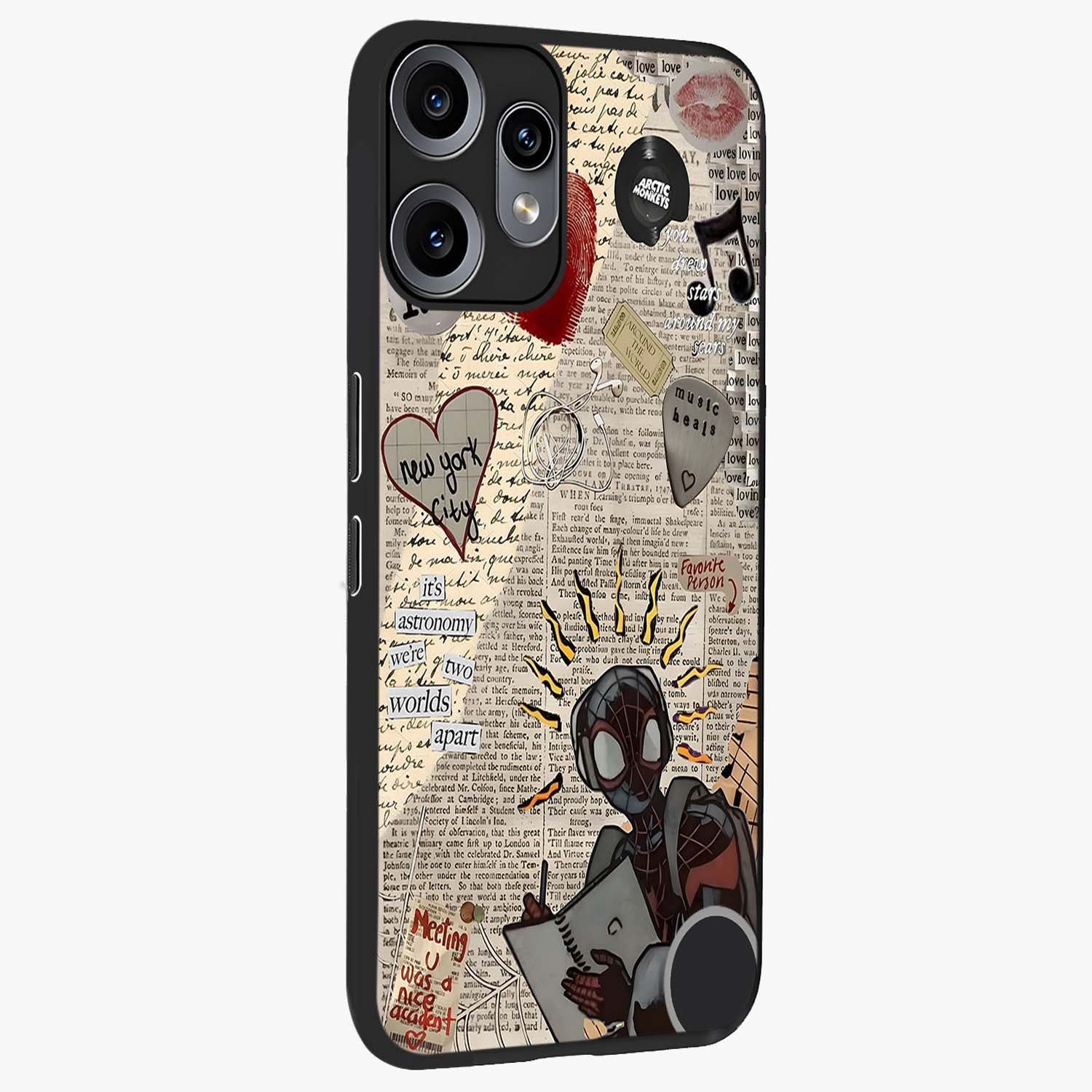 City Dream Sketch Glass Case upright view showcasing urban skyline artwork with stylish hand drawn design.