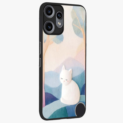 Cotton Dream Cat Glass Case upright view showcasing charming cat artwork with cozy dreamy theme.