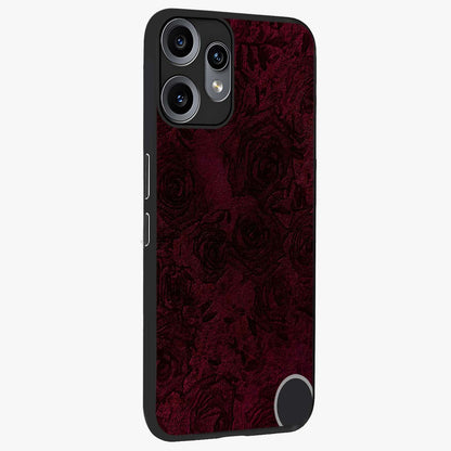 Crimson Fade Flow Glass Case upright view showcasing dynamic crimson flow artwork with stylish abstract theme.