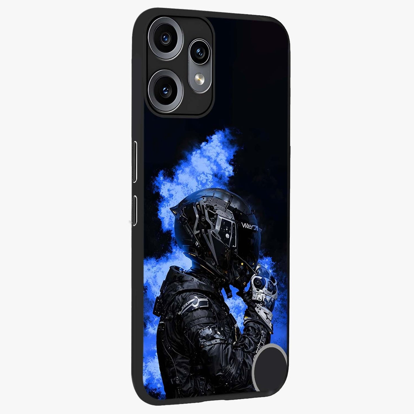 Cyber Sentinel Protocol Glass Case upright view showcasing advanced cyber sentinel artwork with futuristic tech theme.