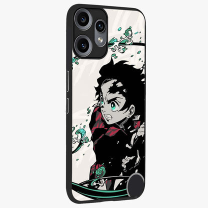 Demon Slayer Glass Case upright view showcasing powerful anime artwork with intense warrior theme.