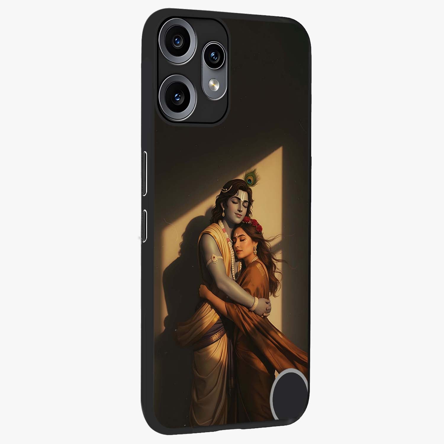 Divine Eternal Love Glass Case upright view showcasing graceful spiritual artwork with eternal love theme.