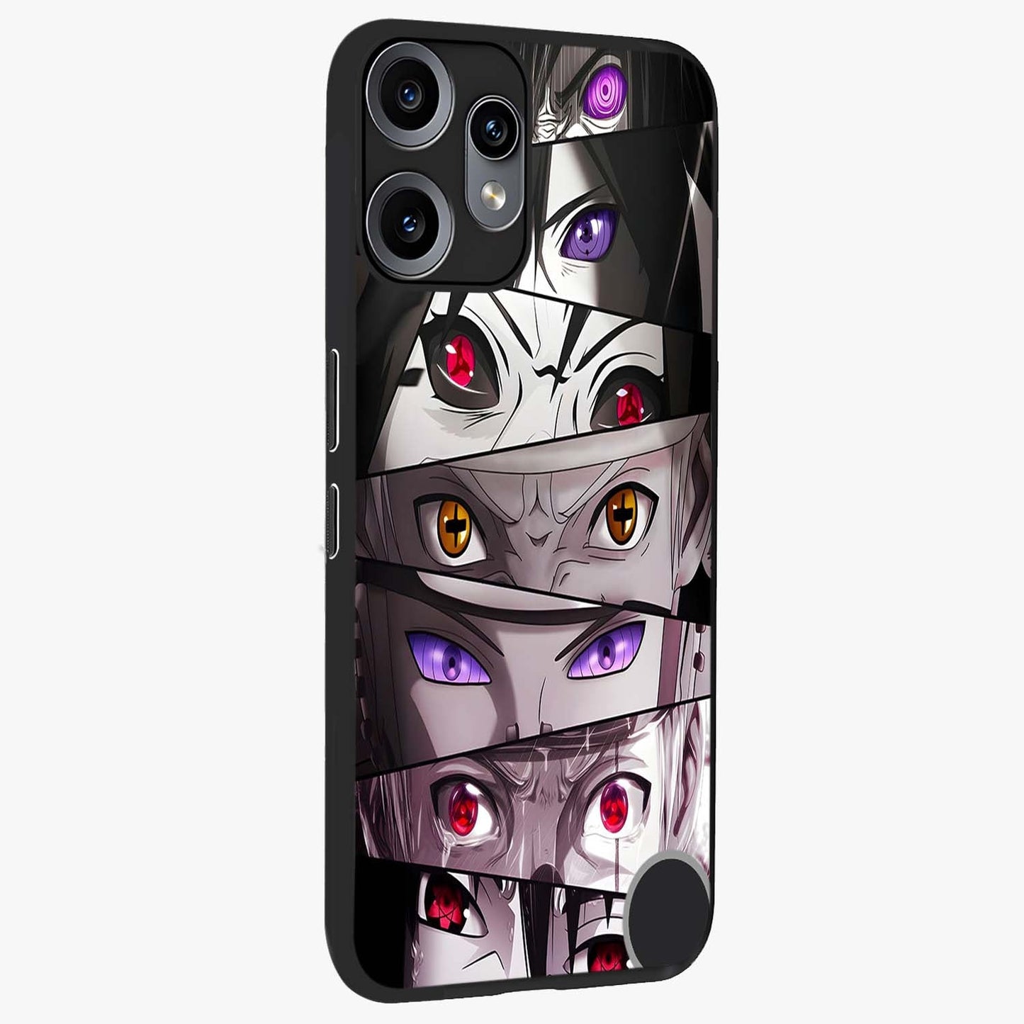 Eyes of Destiny Glass Case upright view showcasing symbolic eye artwork with dramatic artistic theme.