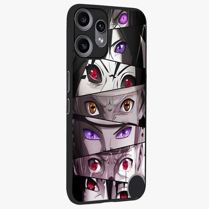 Eyes of Destiny Glass Case upright view showcasing symbolic eye artwork with dramatic artistic theme.