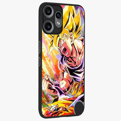 Firing Goku Glass Case upright view showcasing energetic anime artwork with bold warrior theme.