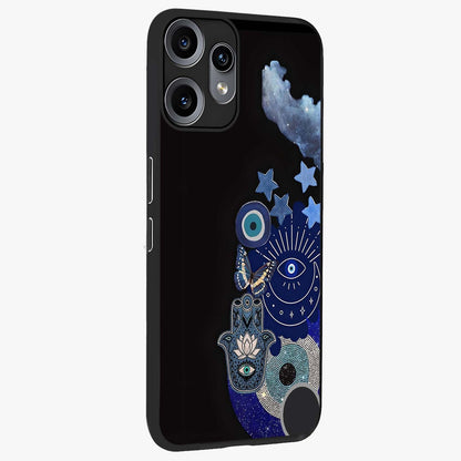 Galactic Charm Cluster Glass Case upright view showcasing glowing cosmic charm artwork with magical celestial style.
