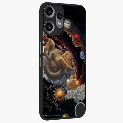 Galactic Divine God Glass Case upright view showcasing mystical divine artwork with dramatic cosmic theme.