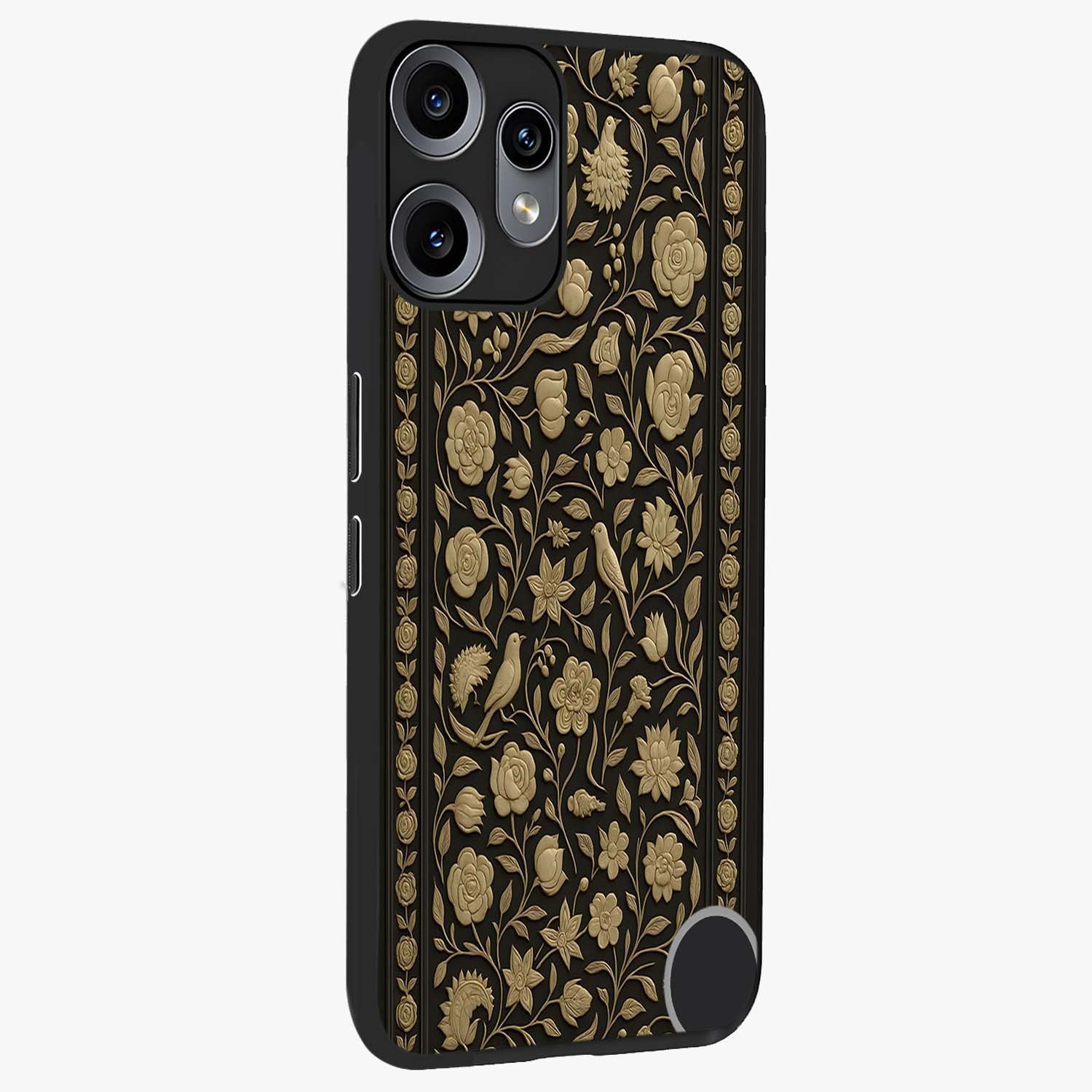 Golden Evil Eye Mandala Glass Case upright view showcasing decorative evil eye mandala artwork with spiritual aesthetic style.