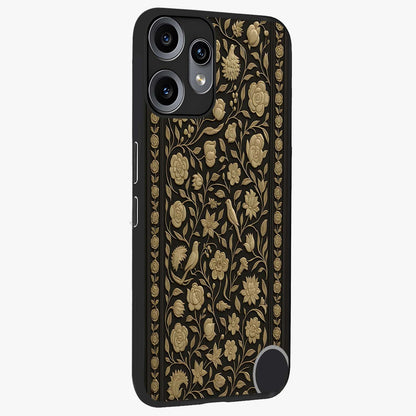 Golden Evil Eye Mandala Glass Case upright view showcasing decorative evil eye mandala artwork with spiritual aesthetic style.