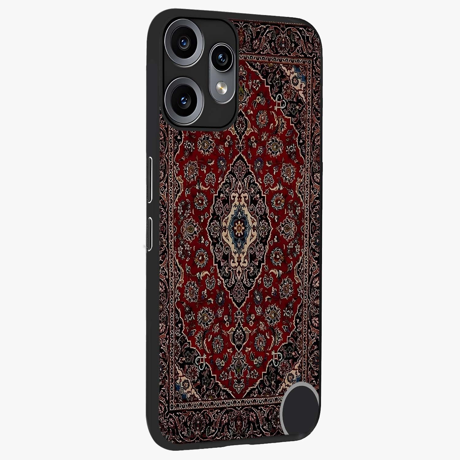 Heritage Carpet Royale Glass Case upright view showcasing detailed ornamental artwork with luxurious traditional theme.