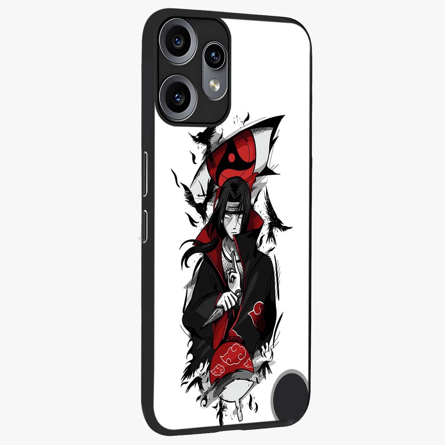 Itachi Limited Edition Naruto Anime Glass Case upright view showcasing intense anime artwork with powerful character theme.
