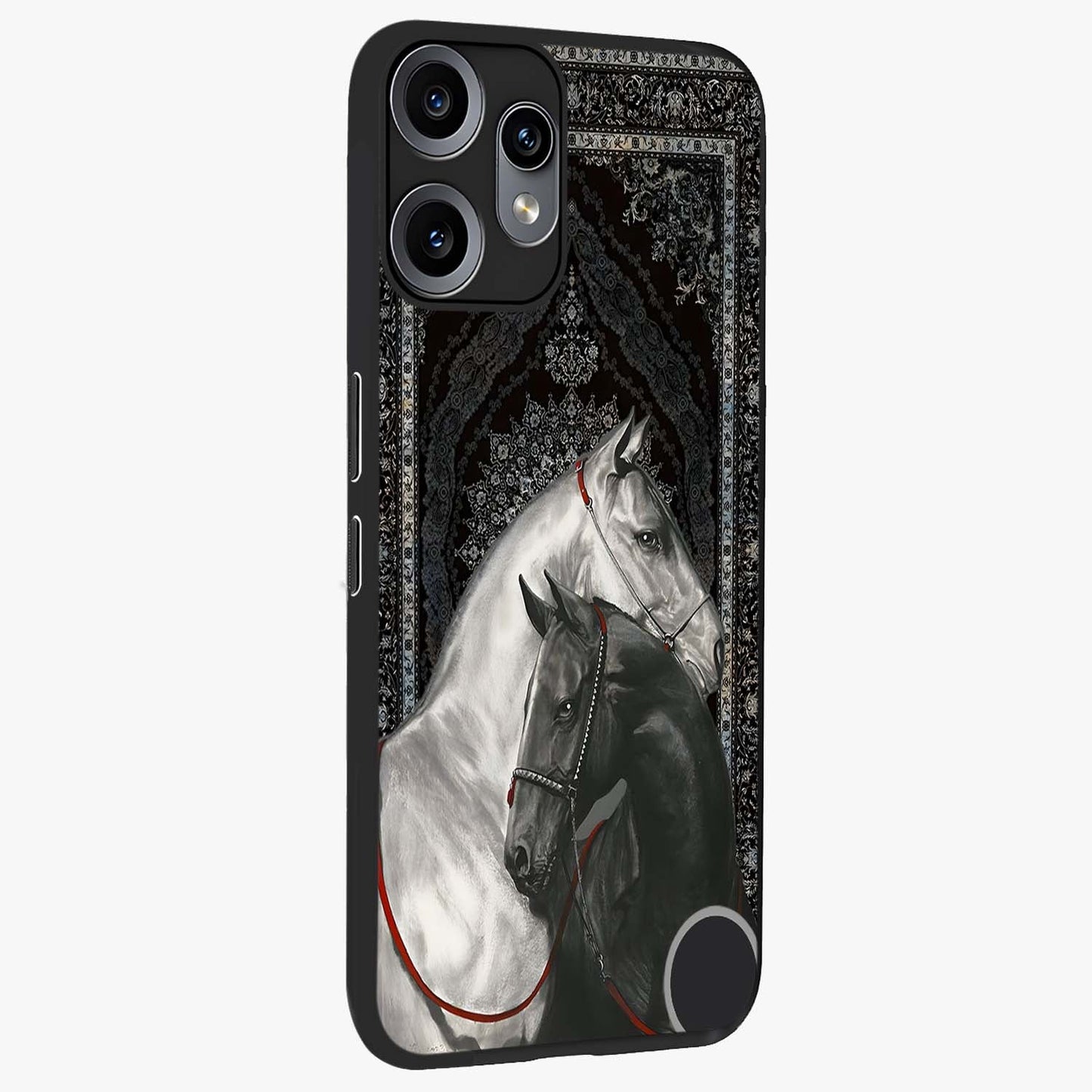 Majestic Ride Legacy Glass Case upright view showcasing dynamic ride inspired artwork with modern automotive theme.