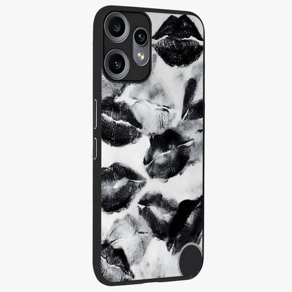 Midnight Kiss Marks Glass Case upright view showcasing stylish kiss mark artwork with trendy romantic theme.