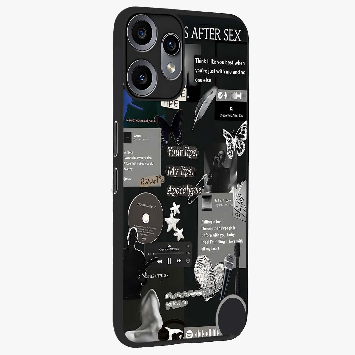 Midnight Love Echo Glass Case upright view showcasing expressive romantic artwork with dreamy midnight theme.