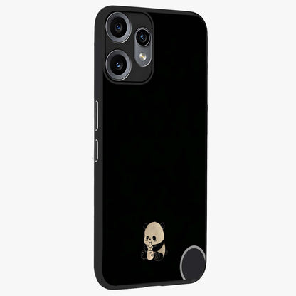 Midnight Panda Love Glass Case upright view showcasing charming panda artwork with playful romantic theme.