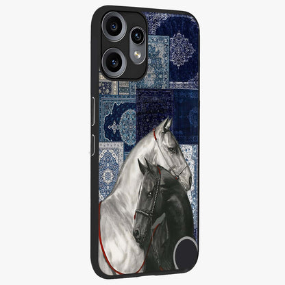 Midnight Stallion Blues Glass Case upright view showcasing dramatic horse artwork with bold artistic theme.