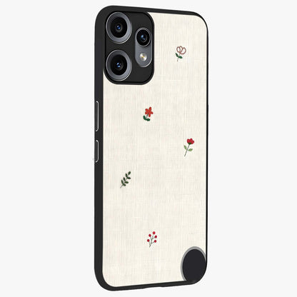 Minimalistic Blue With White Flower Pattern Glass Case upright view showcasing clean white flower artwork with calming blue theme.