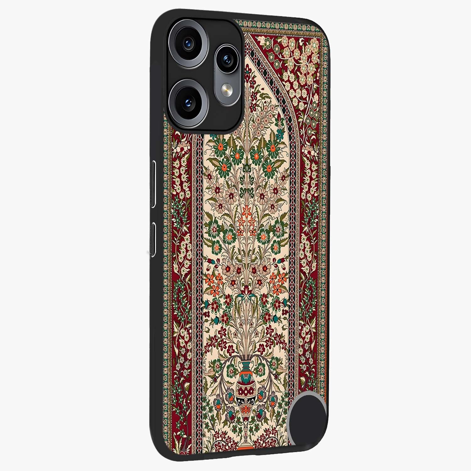 Persian Inspired Glass Case upright view showcasing decorative Persian artwork with rich heritage theme.