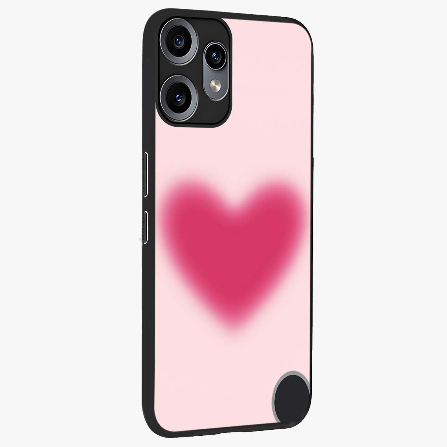 Pink Aura Heart Glass Case upright view showcasing romantic heart artwork with soft pastel theme.