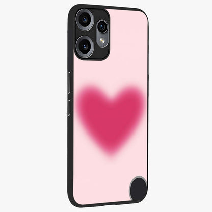 Pink Aura Heart Glass Case upright view showcasing romantic heart artwork with soft pastel theme.