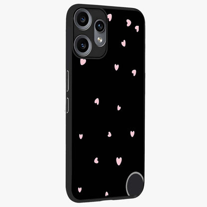 Pink Love Drops Glass Case upright view showcasing charming heart drop artwork with romantic playful theme.