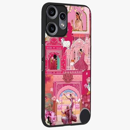 Pink Palace Muse Glass Case upright view showcasing artistic palace artwork with graceful royal theme.