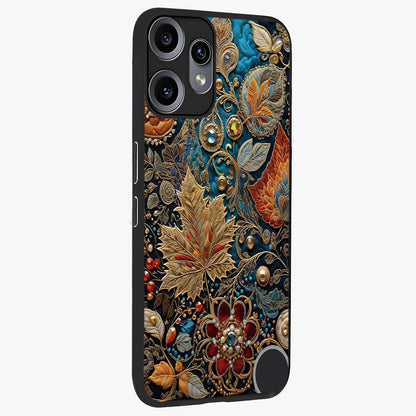 Royal Jewel Garden Glass Case upright view showcasing rich floral artwork with luxurious garden theme.