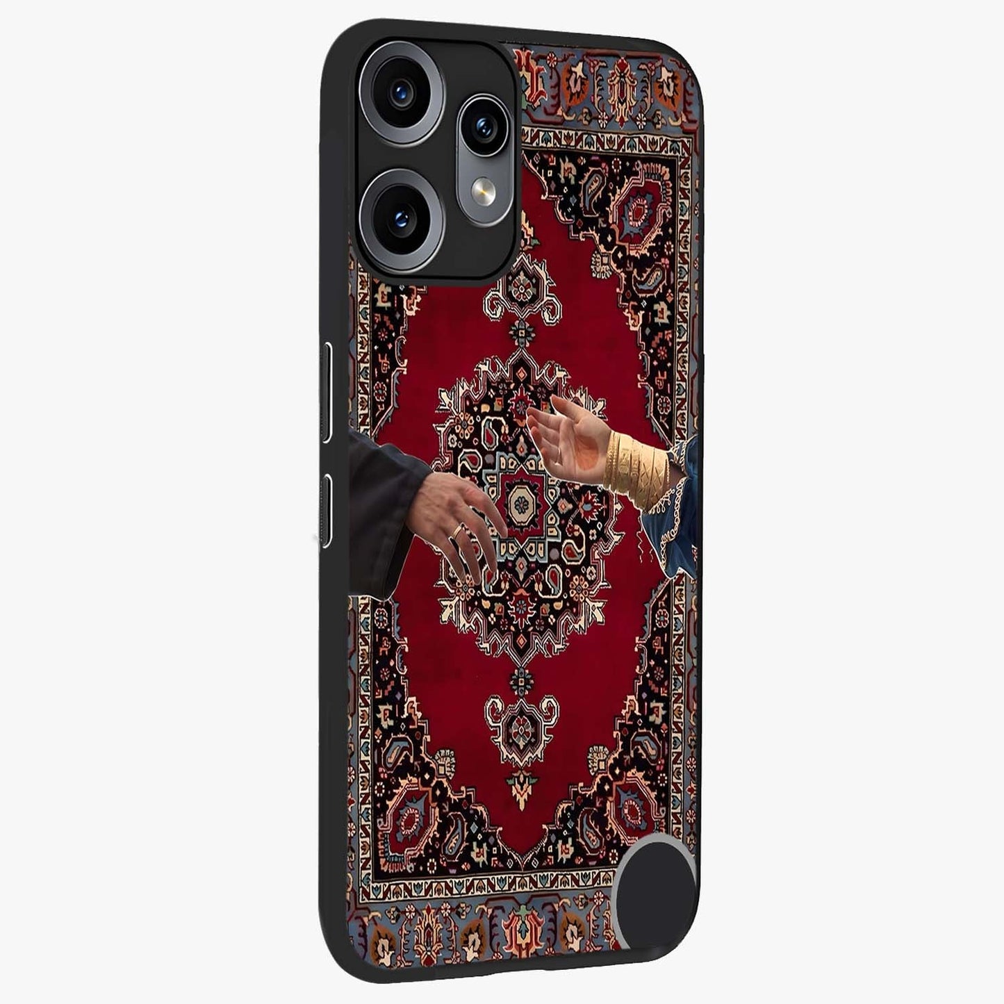 Royal Touch Reach Glass Case upright view showcasing stylish royal inspired artwork with graceful theme.