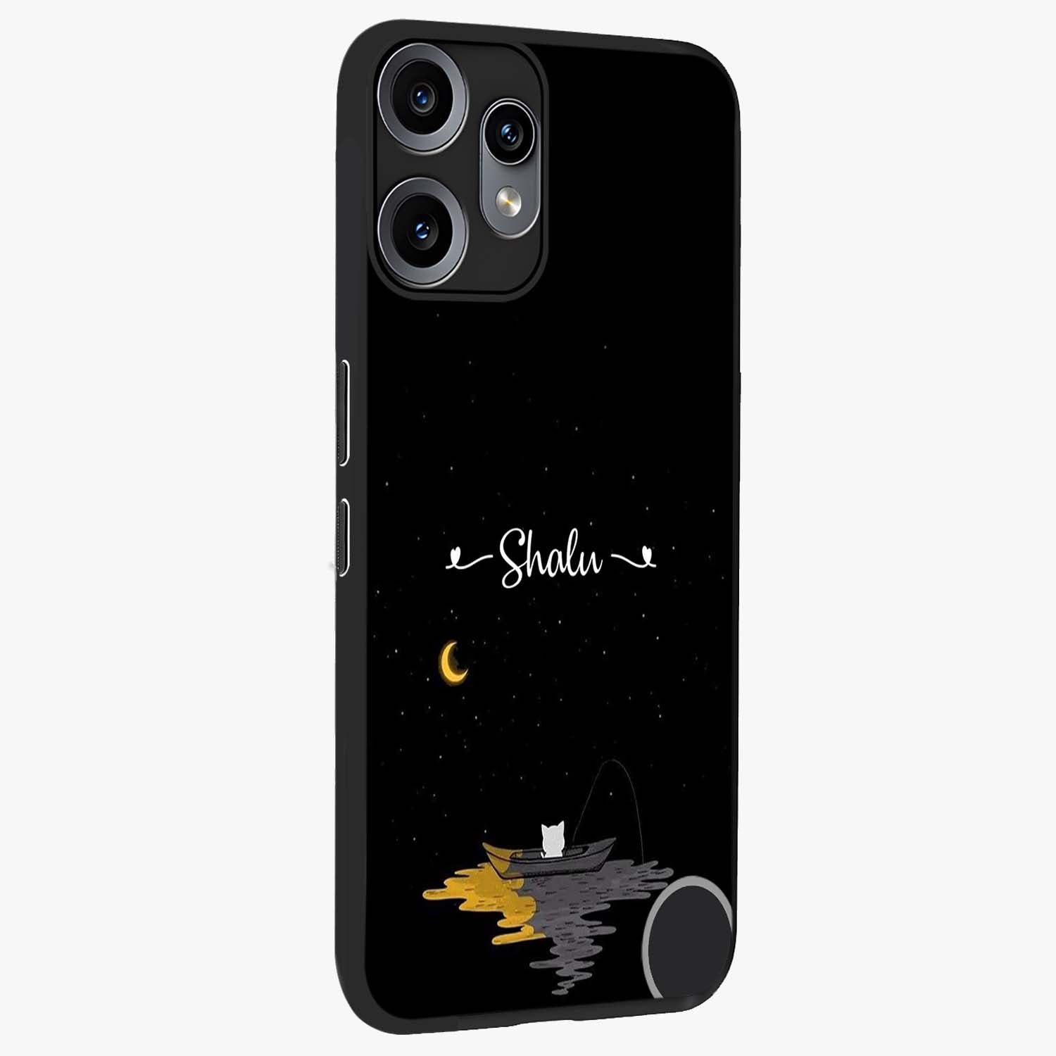 Silent Night Row Glass Case upright view showcasing tranquil night artwork with serene landscape theme.