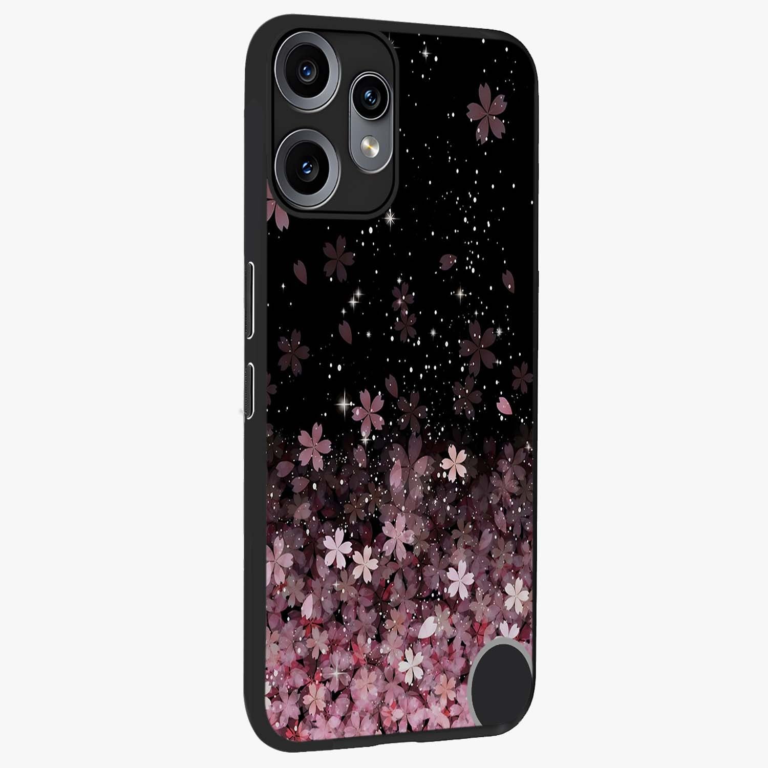 Small Starry Flowers Glass Case upright view showcasing charming floral artwork with dreamy starry theme.