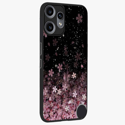 Small Starry Flowers Glass Case upright view showcasing charming floral artwork with dreamy starry theme.