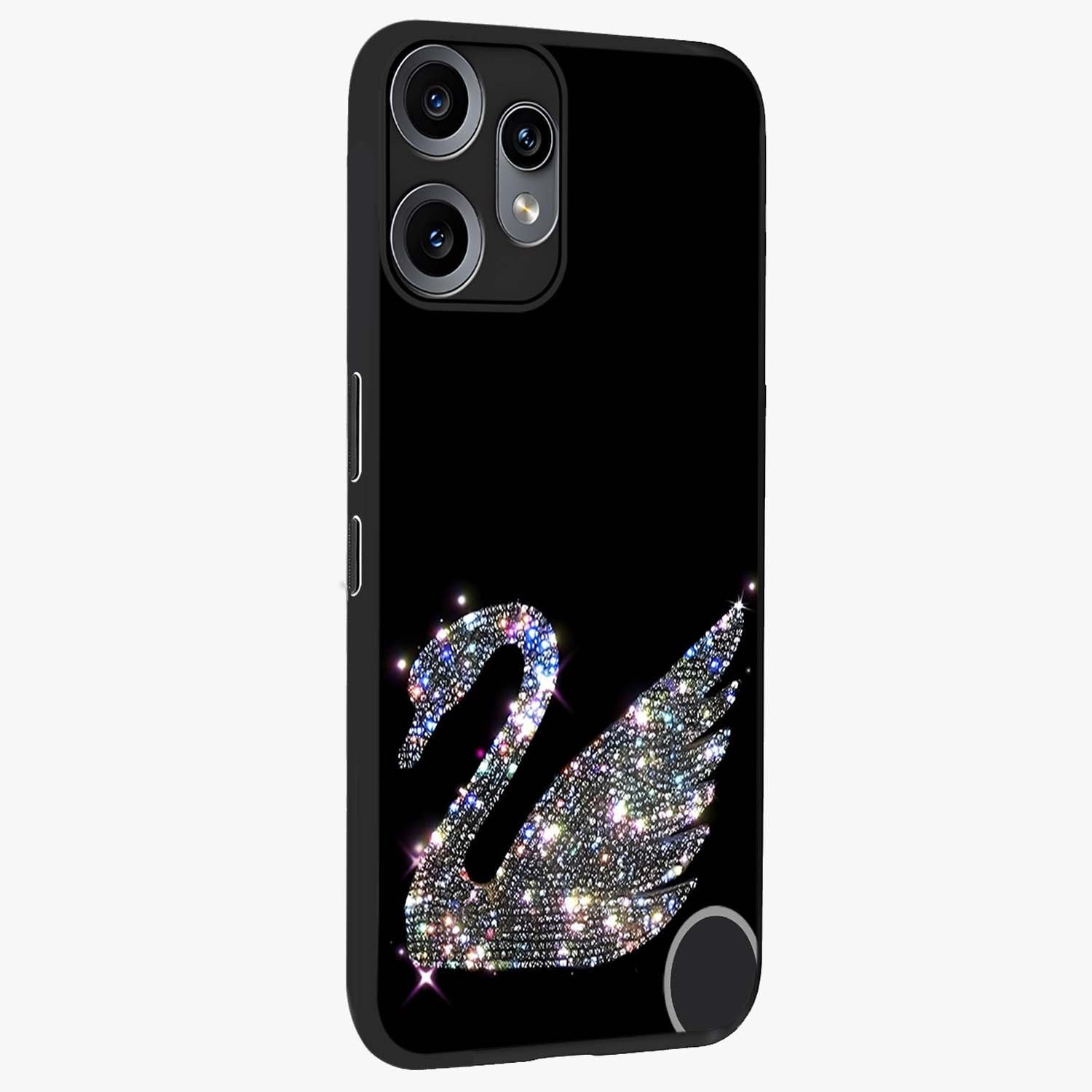 Starlit Swan Grace Glass Case upright view showcasing beautiful swan artwork with peaceful night themed design.