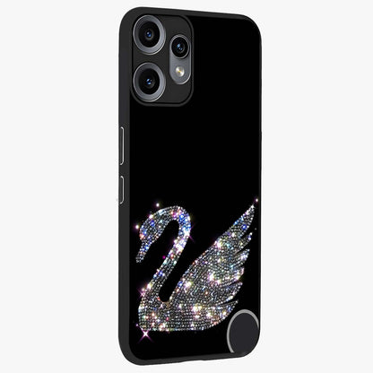 Starlit Swan Grace Glass Case upright view showcasing beautiful swan artwork with peaceful night themed design.