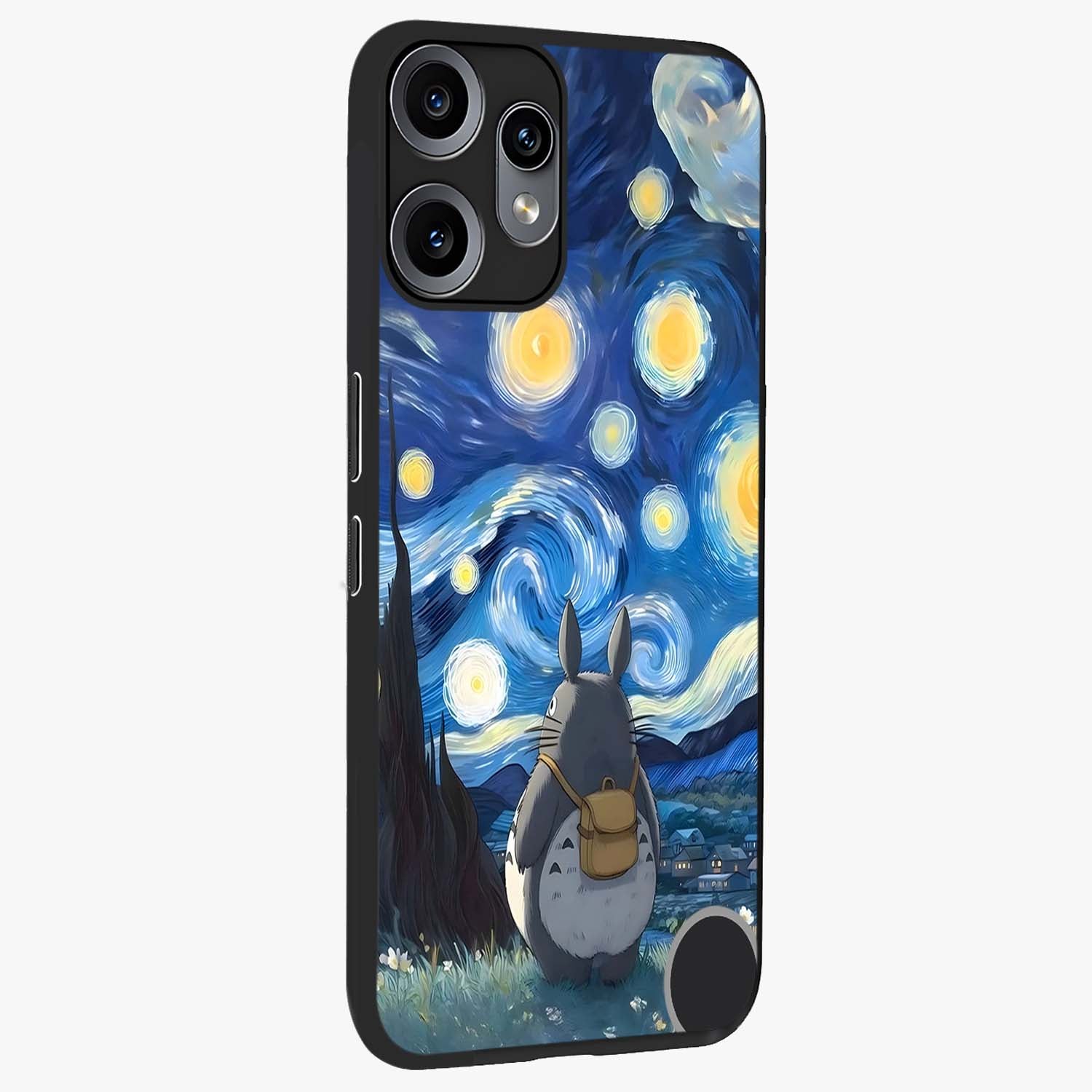 Totoro In Van Gogh Art Glass Case upright view showcasing creative character artwork with painterly artistic theme.
