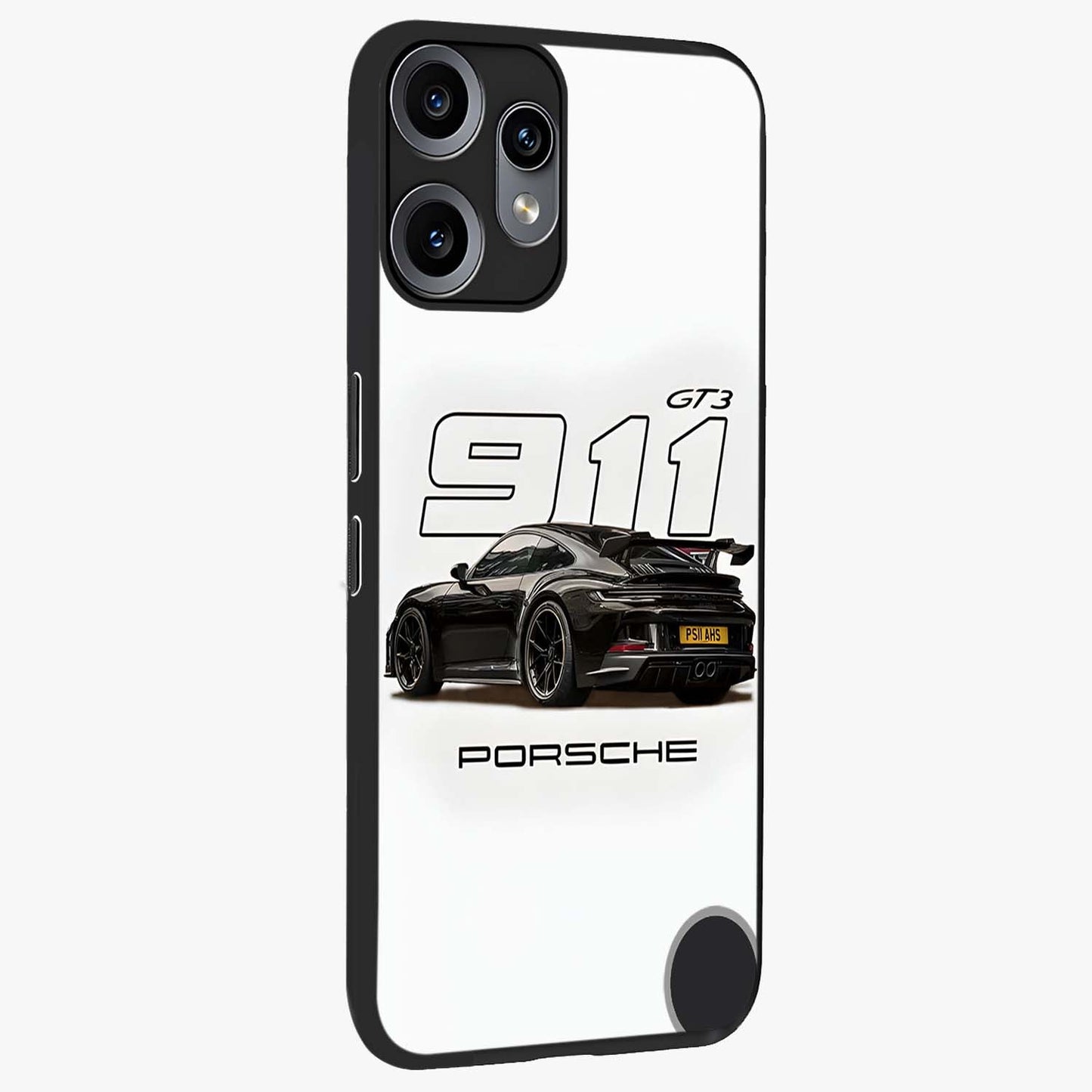 Turbo Legacy Icon Glass Case upright view showcasing bold racing inspired artwork with classic car theme.