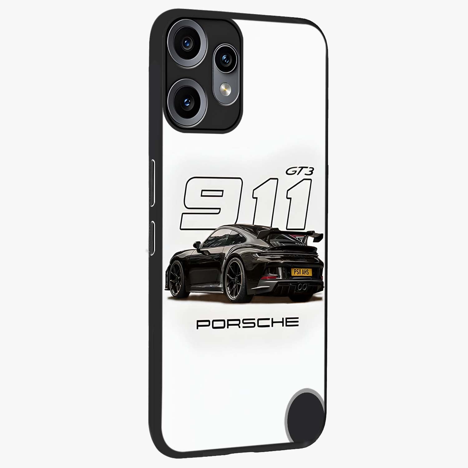 Turbo Legacy Icon Glass Case upright view showcasing bold racing inspired artwork with classic car theme.