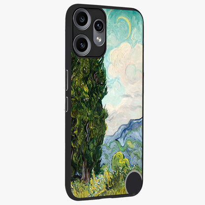 Van Gogh Vintage Art Glass Case upright view showcasing elegant vintage painting artwork with artistic heritage theme.