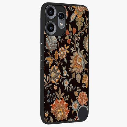 Vintage Floral Dream Glass Case upright view showcasing delicate floral artwork with timeless vintage theme.