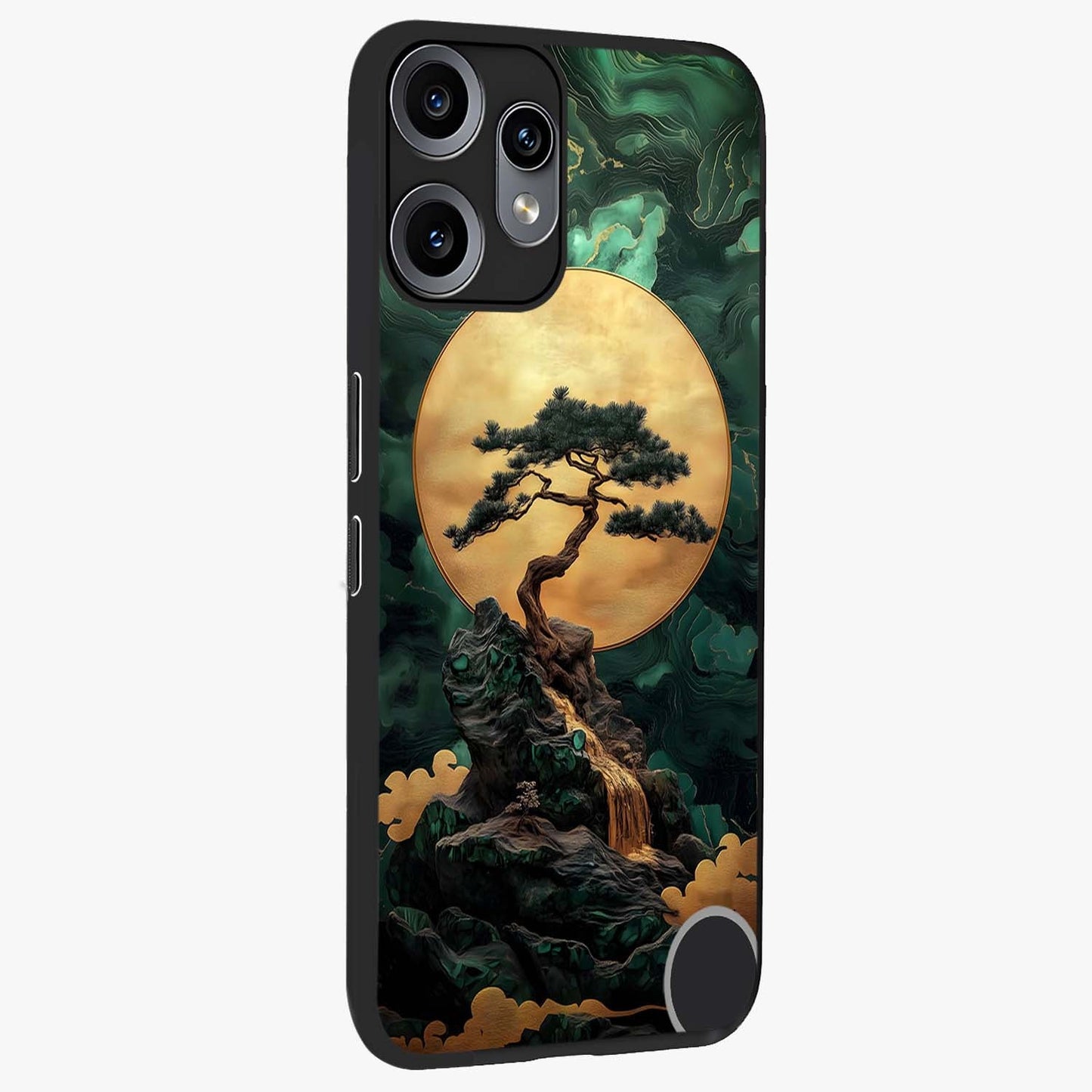 Zen Moon Rise Glass Case upright view showcasing serene moon artwork with tranquil night theme.