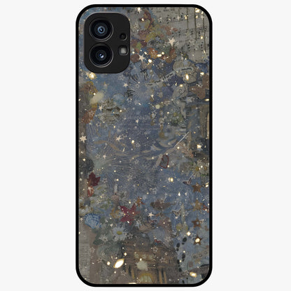Aesthetic Astrolophia Glass Case showing flat back view with dreamy aesthetic design and glossy glass finish.