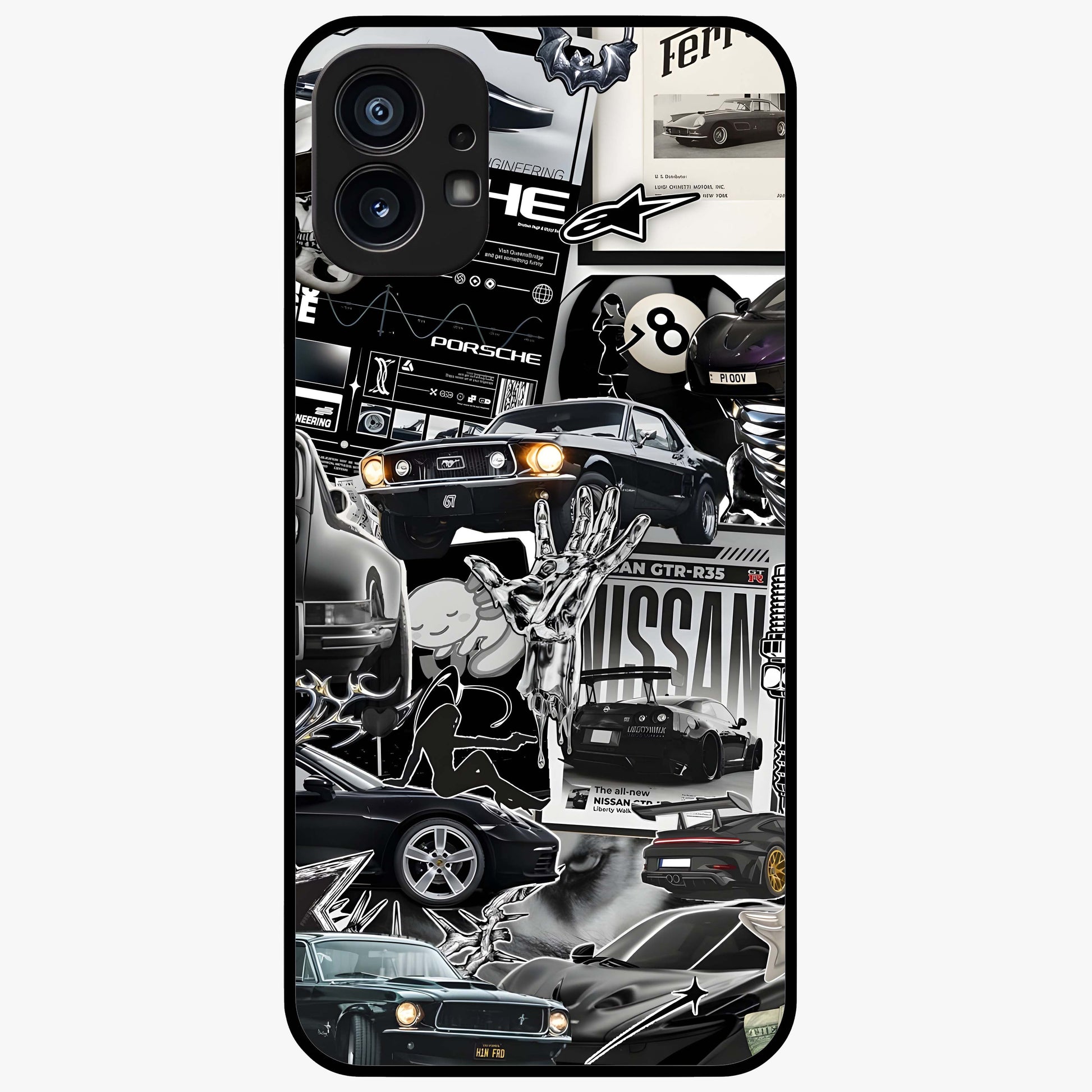 Aesthetic Dark Love Glass Case showing flat back view with dark romantic artwork and glossy glass finish.