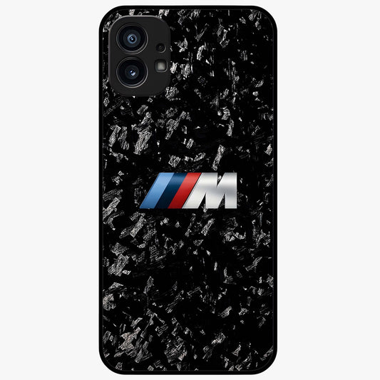Carbon Speed Mark Glass Case showing flat back view with sporty carbon pattern artwork and glossy glass finish.