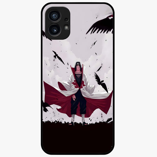 Crimson Crow Ascension Glass Case showing flat back view with mystical crow artwork and glossy glass finish.