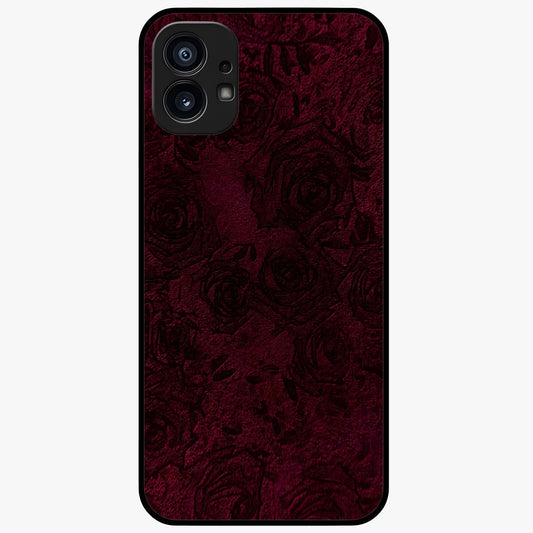 Crimson Fade Flow Glass Case showing flat back view with flowing crimson gradient artwork and glossy glass finish.