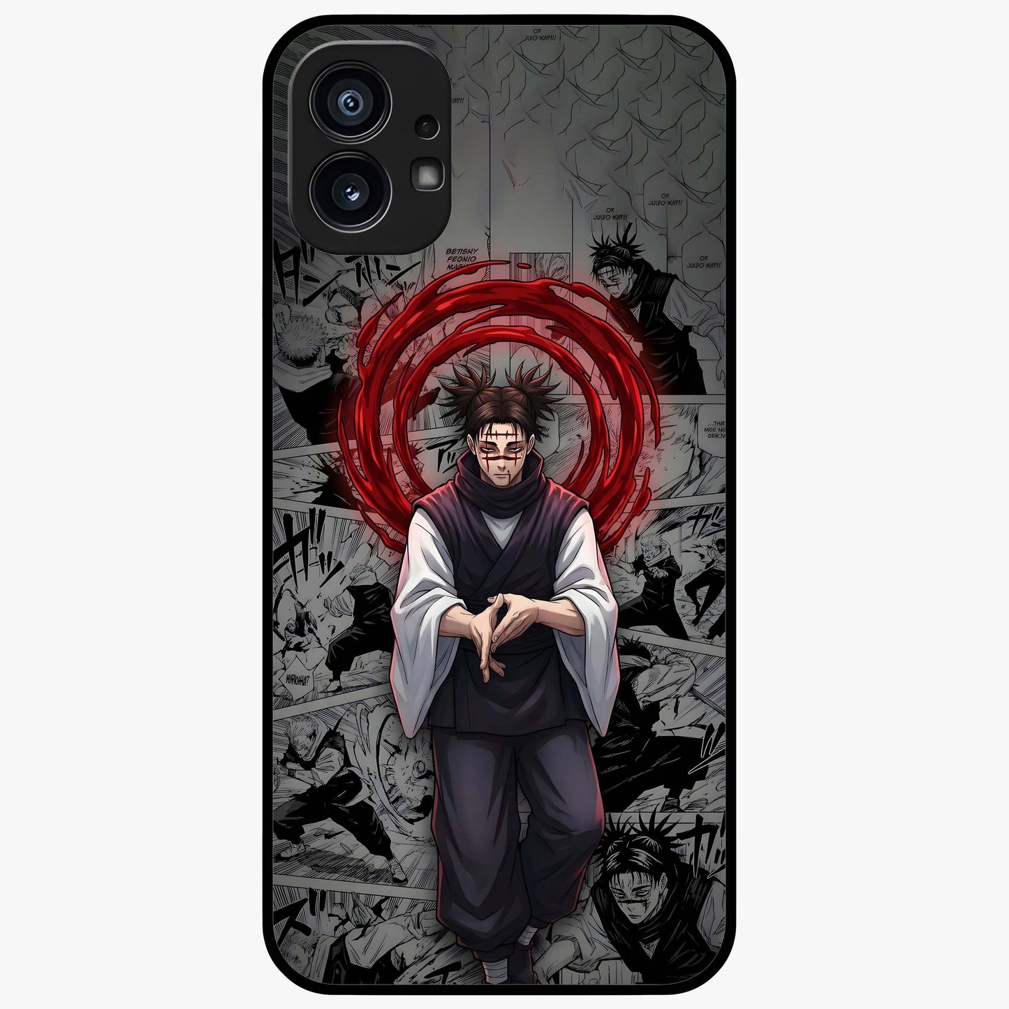 Cursed Ritual Ascension Glass Case showing flat back view with dark ritual themed artwork and glossy glass finish.