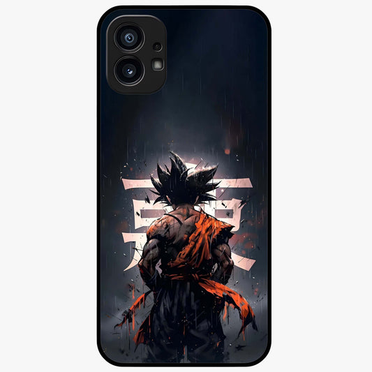 Dark Warrior In Rain Glass Case showing flat back view with warrior artwork in rainy atmosphere and glossy glass finish.