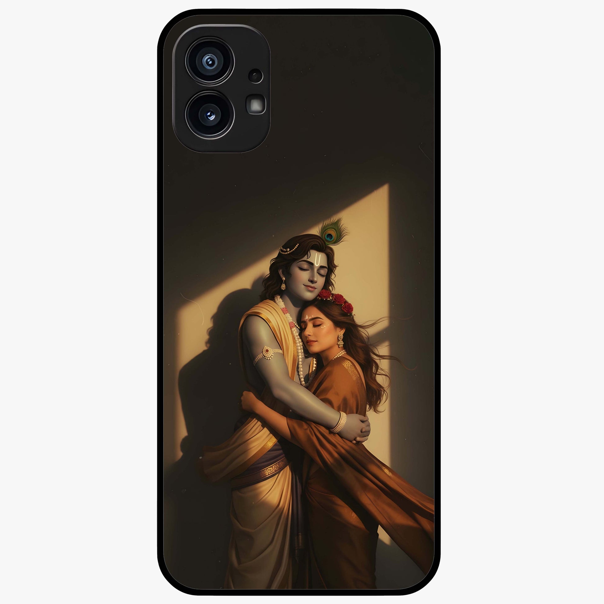 Divine Eternal Love Glass Case showing flat back view with spiritual love themed artwork and glossy glass finish.