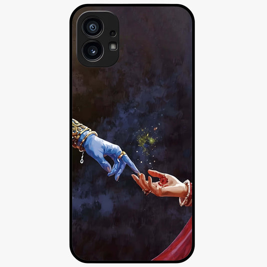 Divine Touch Eternal Glass Case showing flat back view with spiritual themed artwork and glossy glass finish.