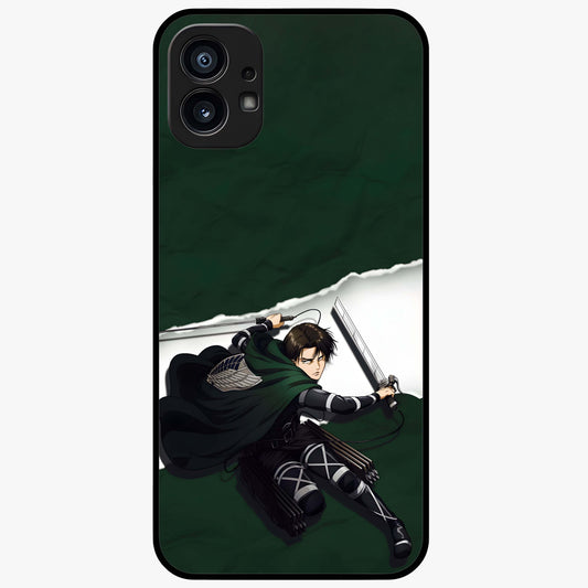 Emerald War Vanguard Glass Case showing flat back view with powerful warrior themed artwork and glossy glass finish.